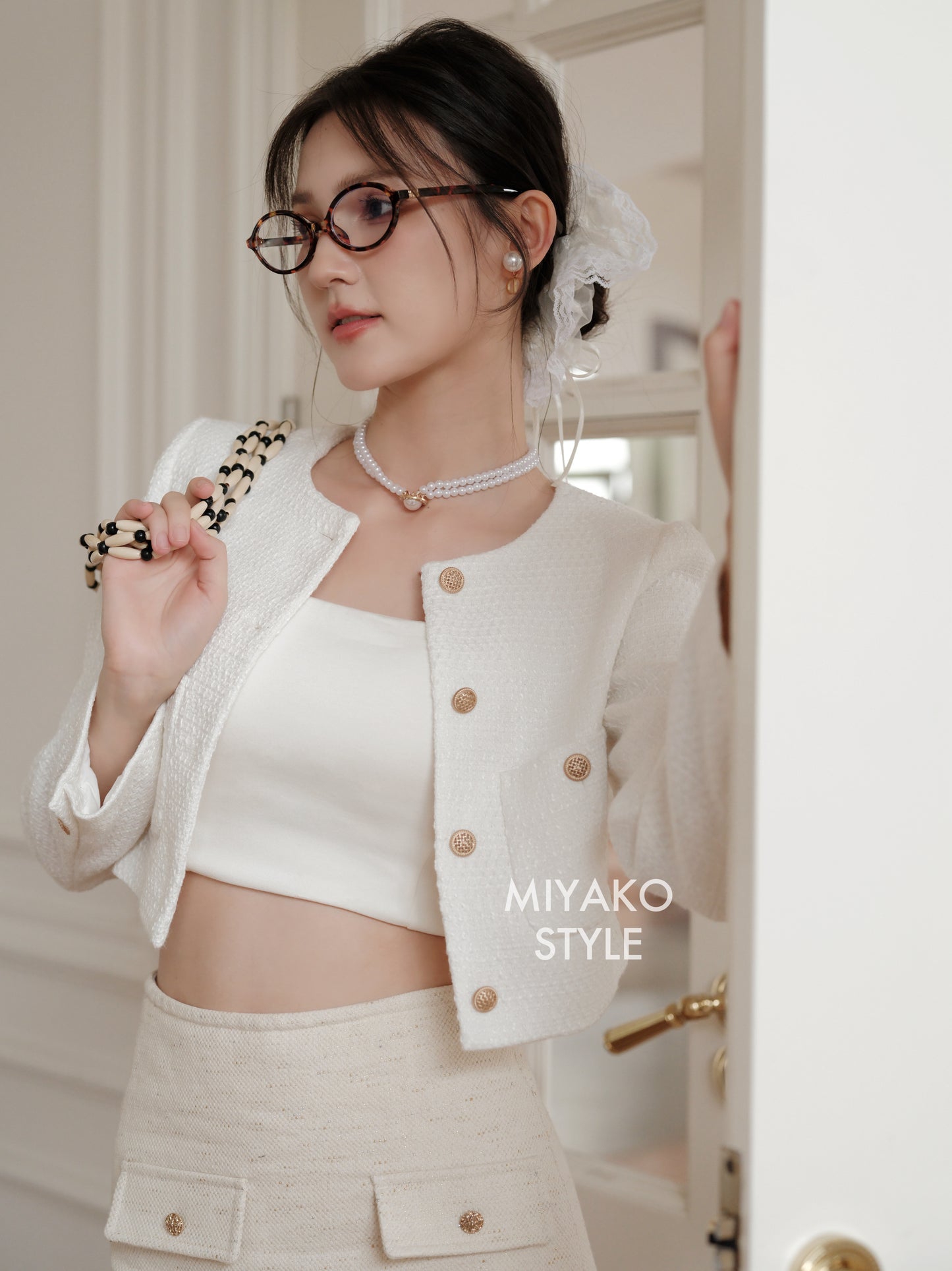 Coco Tweed Jacket in White