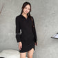 Jovene Collar Long Sleeve Dress in Black