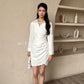 Jovene Collar Long Sleeve Dress in White