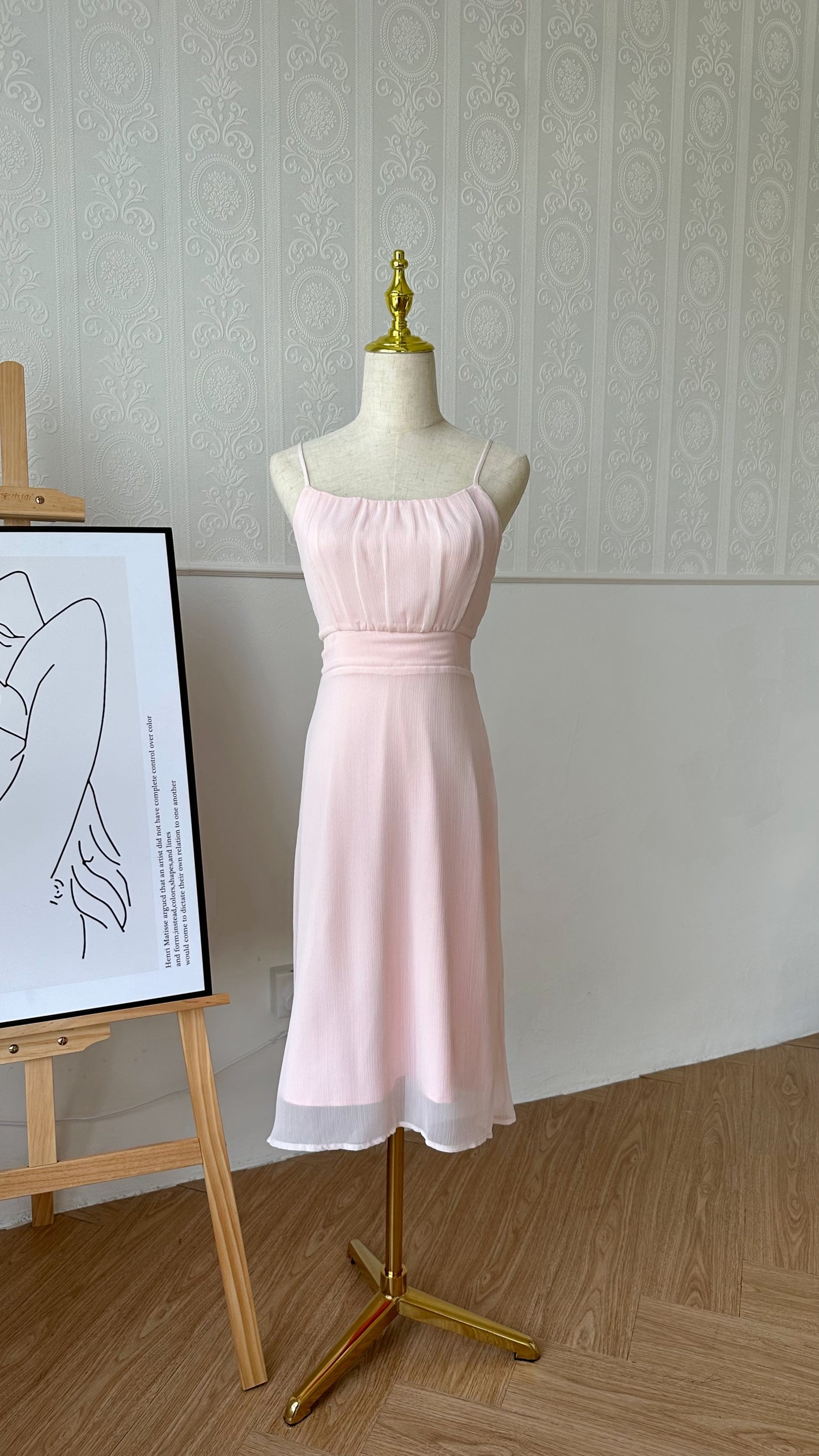 Grace Pleated Cami Dress in Lightpink