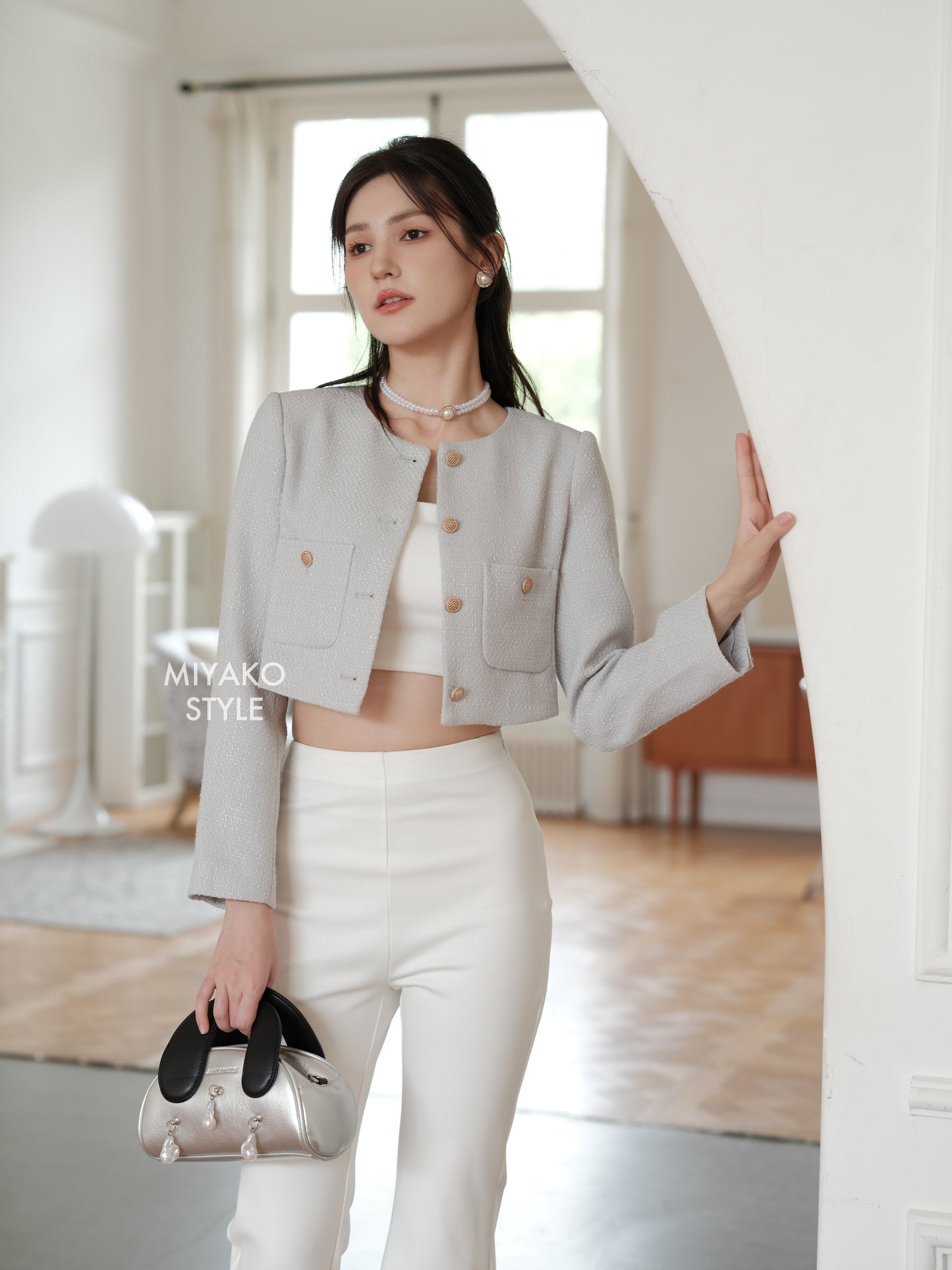 Coco Tweed Jacket in Grey