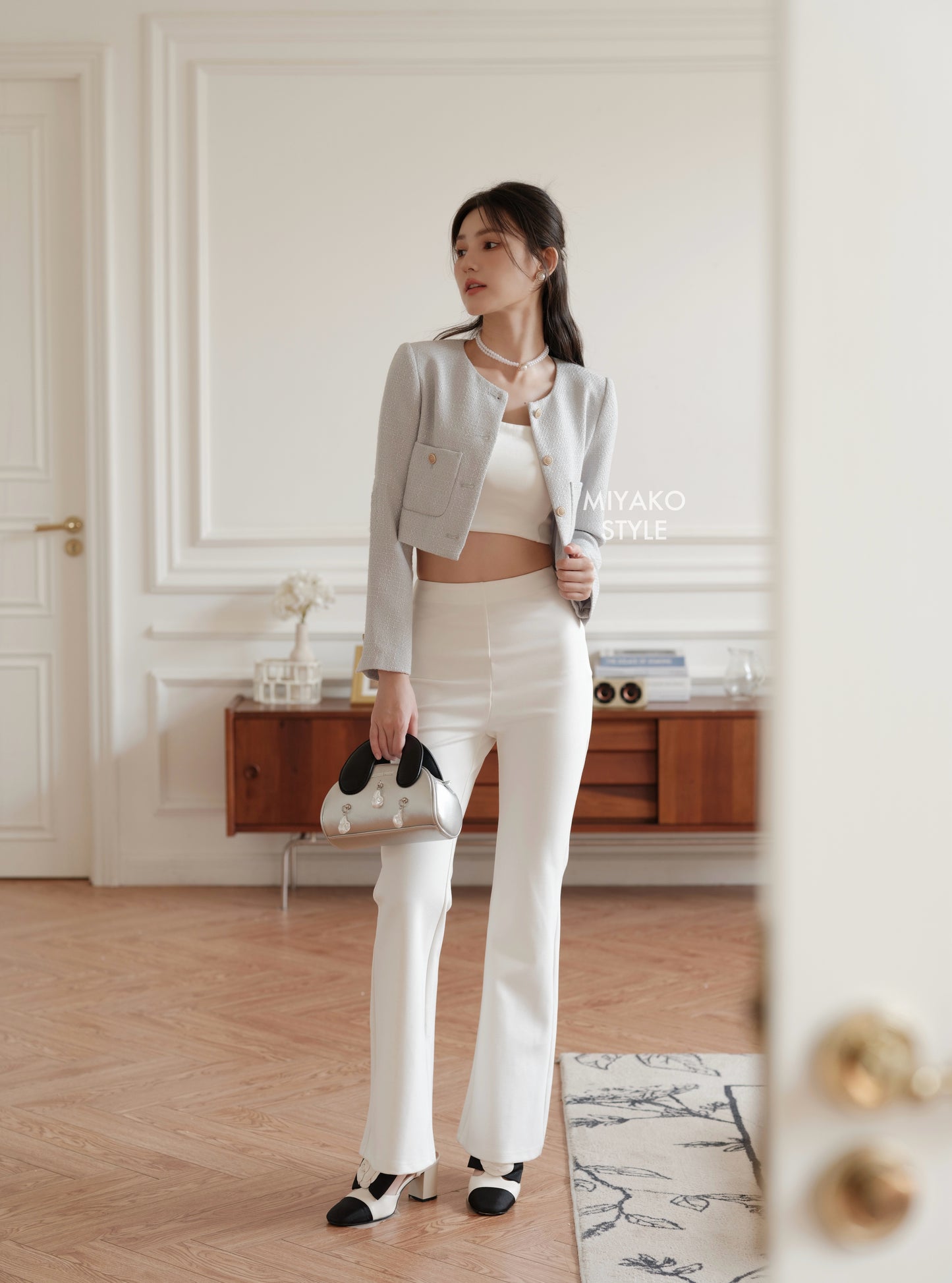 Coco Tweed Jacket in Grey