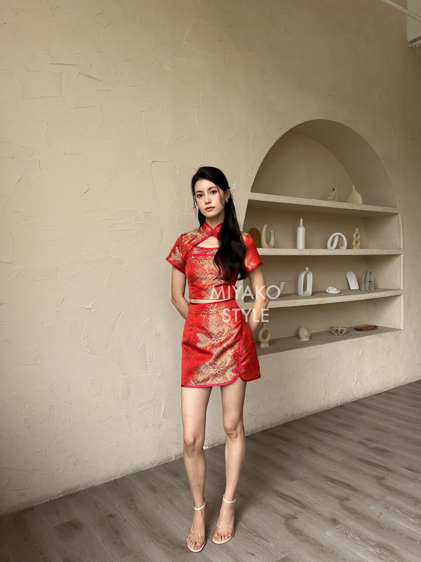 【龍華富貴】 Royal Cheongsam Mini Skirt in Red 红运当头 (裙子ONLY)
