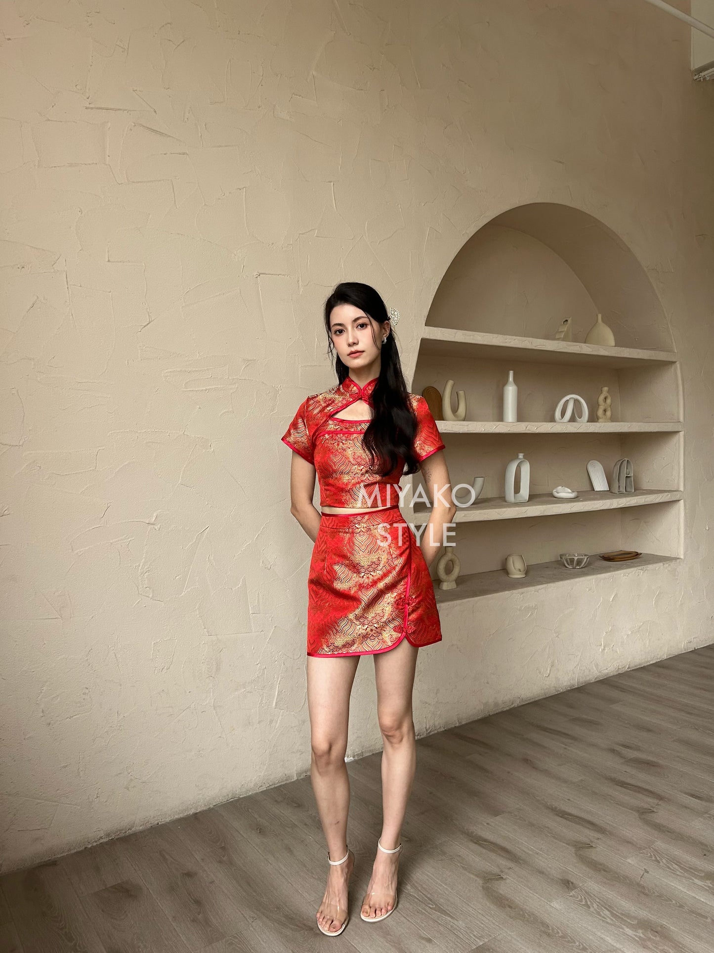 【龍華富貴】 Royal Cheongsam mini skirt in red 红运当头 (裙子only)