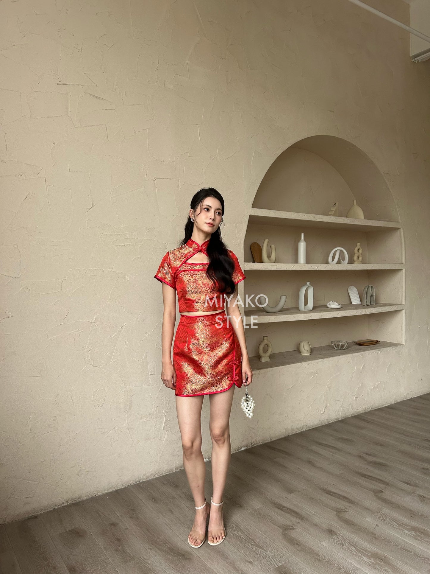 【龍華富貴】 Royal Cheongsam Mini Skirt in Red 红运当头 (裙子ONLY)