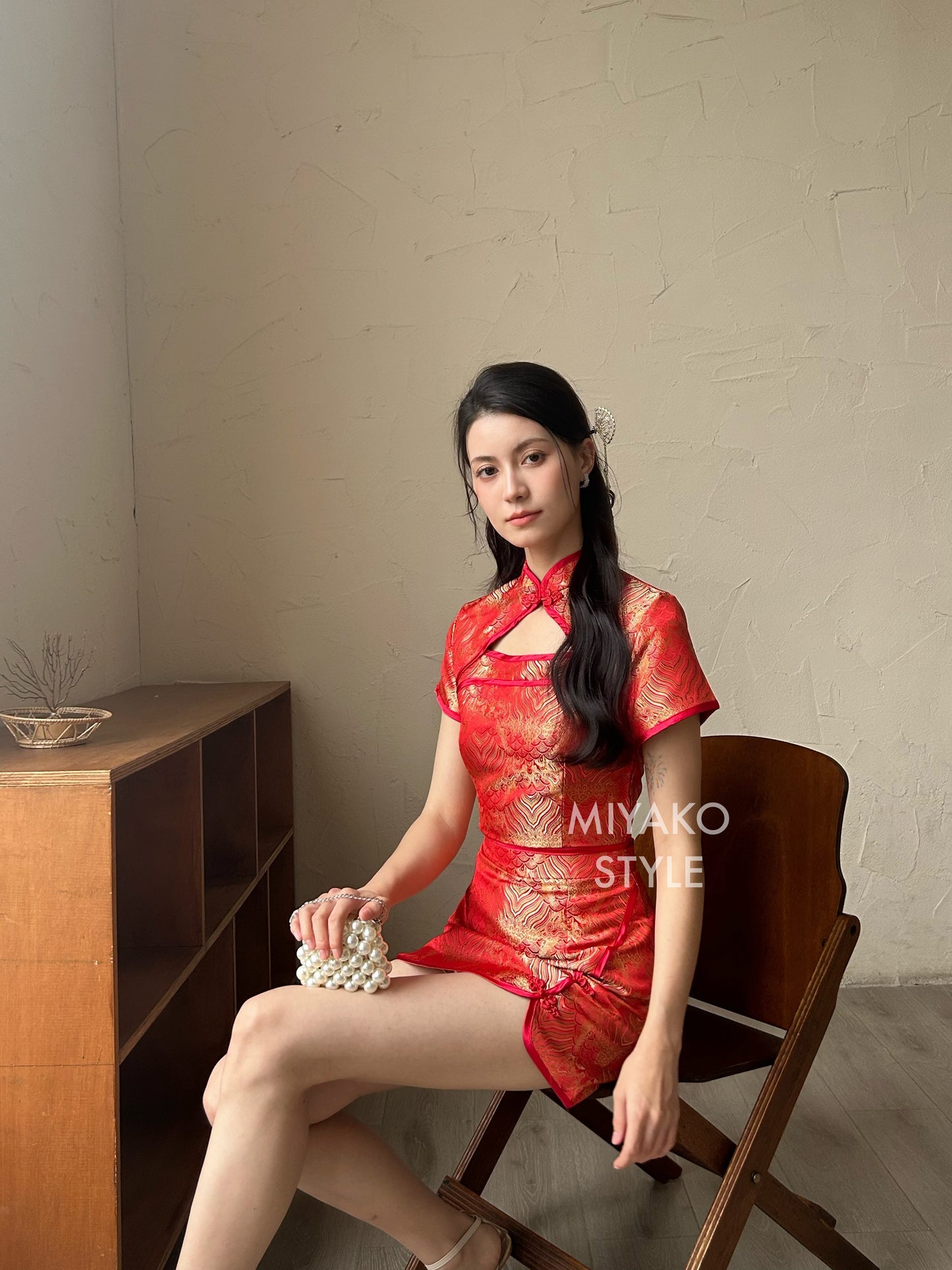 【龍華富貴】 Royal Cheongsam Mini Skirt in Red 红运当头 (裙子ONLY)