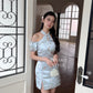 【珠光宝气】Flamingo premium cheongsam mini dress in blue 蓝色短款连衣裙