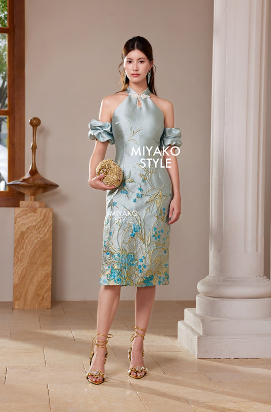【一枝独秀】Unique Premium Midi Cheongsam Padded & Detachable Dress 女装连身裙