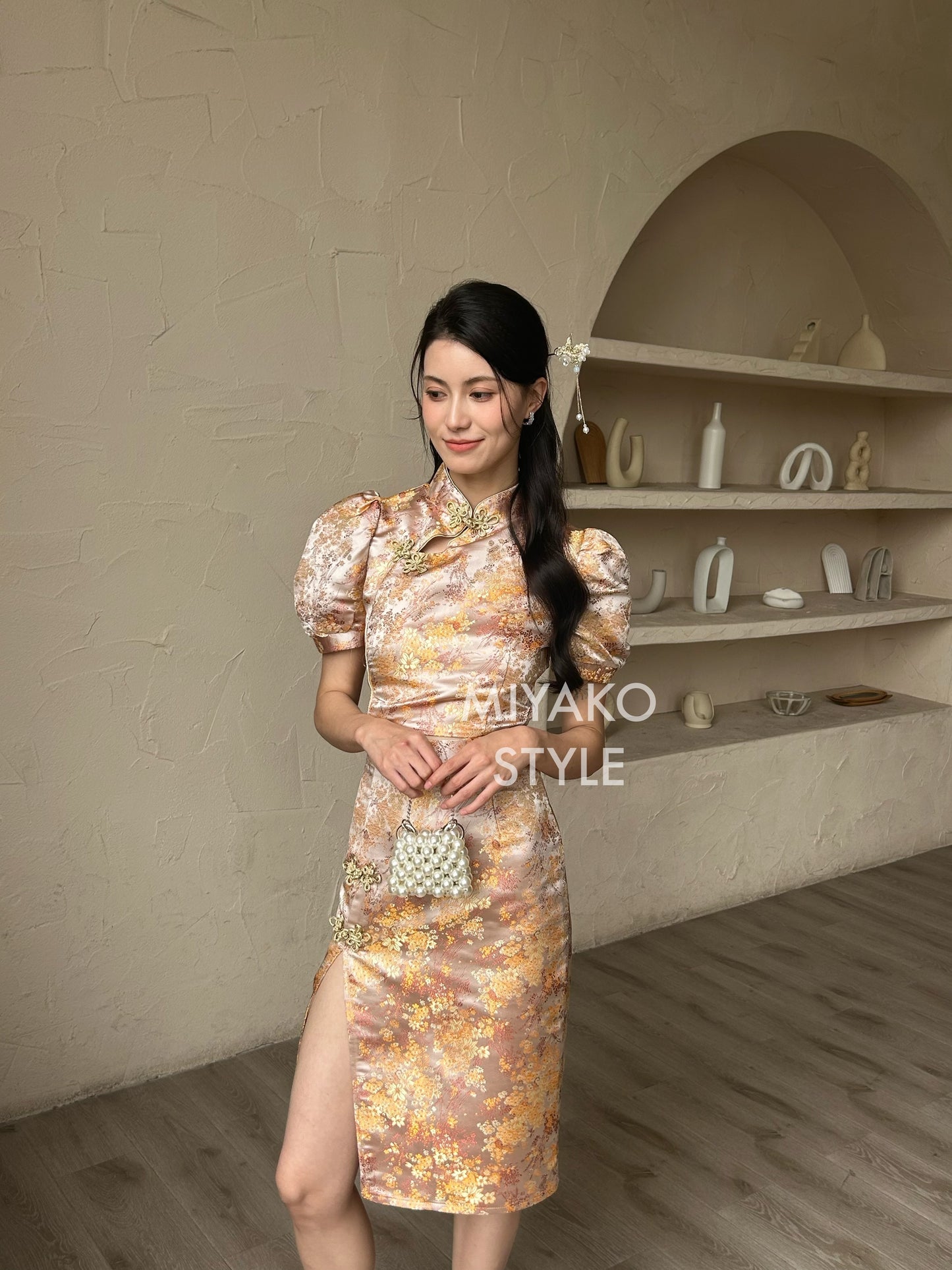 【华丽转身】Li Cheongsam skirt in Champagne Pink 香槟粉半裙 ( Skirt Only)