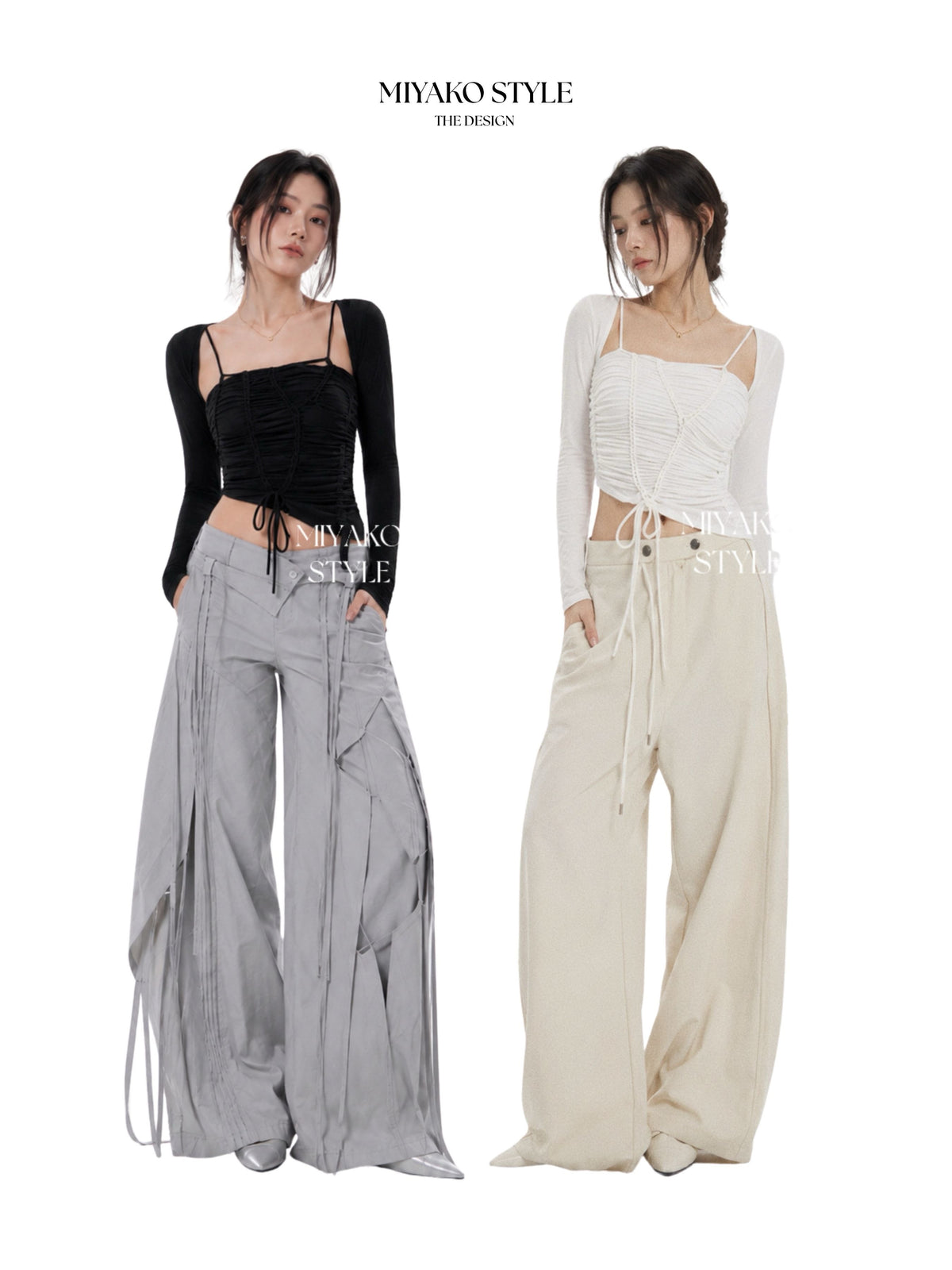 Ann asymmetrical Top + Cardigan White