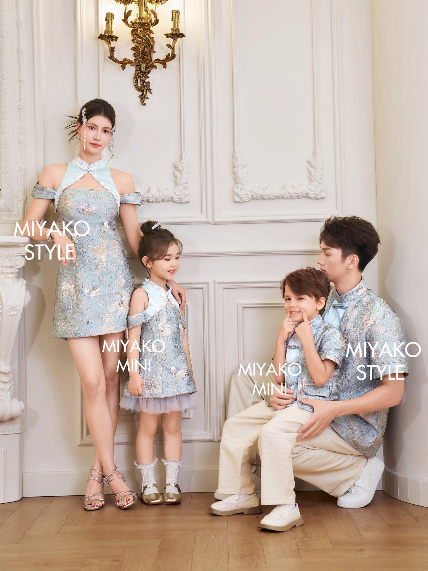 【万事如亿】Billionaire Embroidered Girl Dress in Sea Blue 绿蓝色小女孩连身裙
