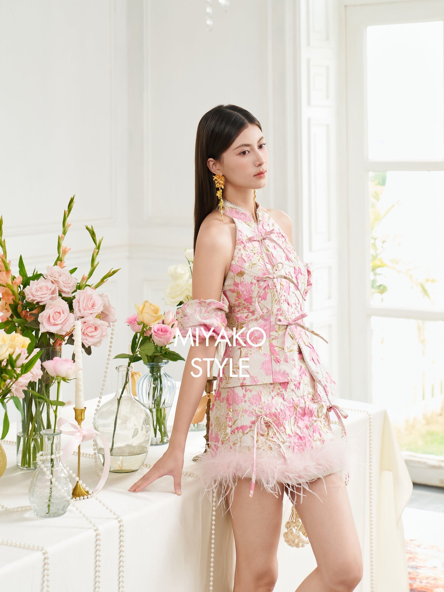 【公主殿下】Princess Premium Padded & Detachable Sleeve Halter Top in Pink 粉色女装上衣