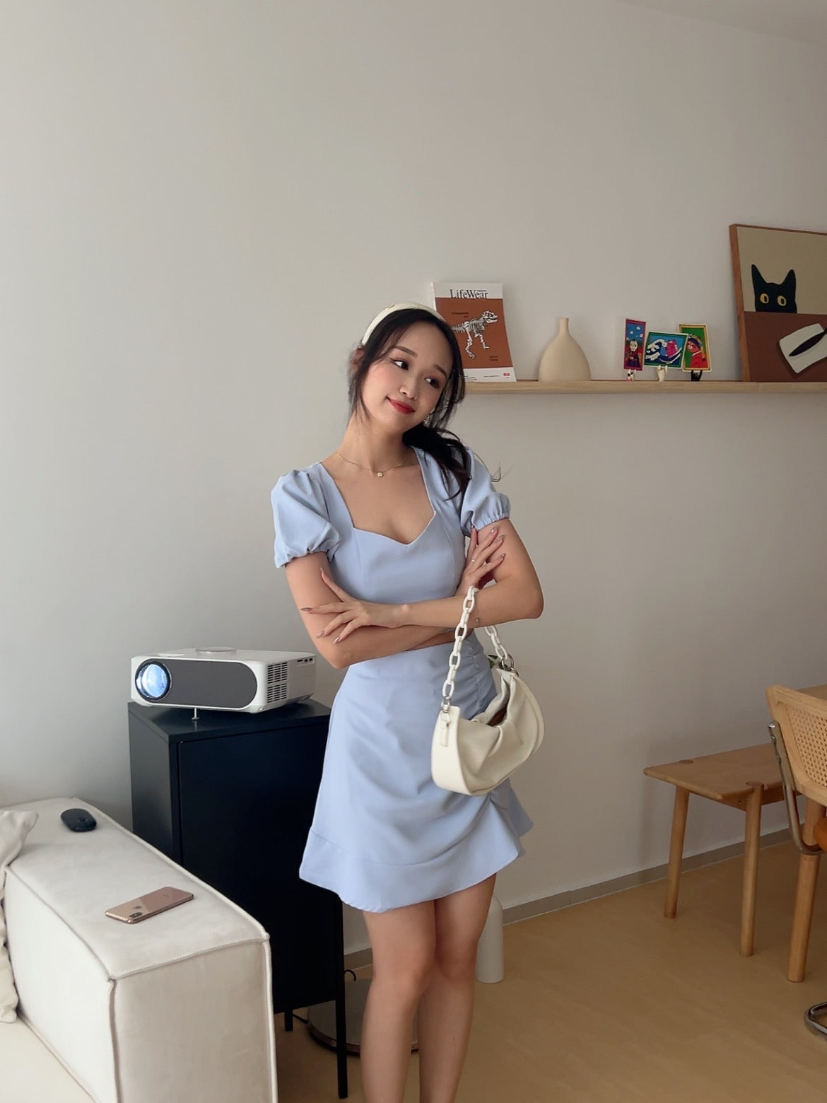 Audrey Ruffle Mini Skirt in Blue