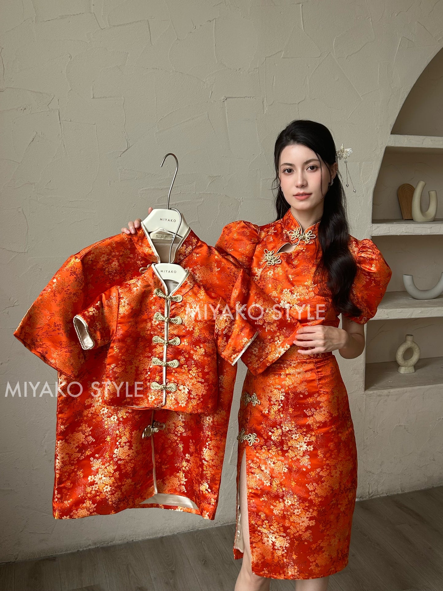 【华丽转身】Li Cheongsam skirt in Orange 橘色半裙 ( Skirt Only)