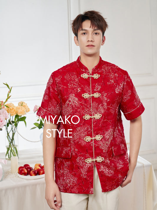 【名门望族】Noble Premium Men Suit Cheongsam in Red 红色男唐装