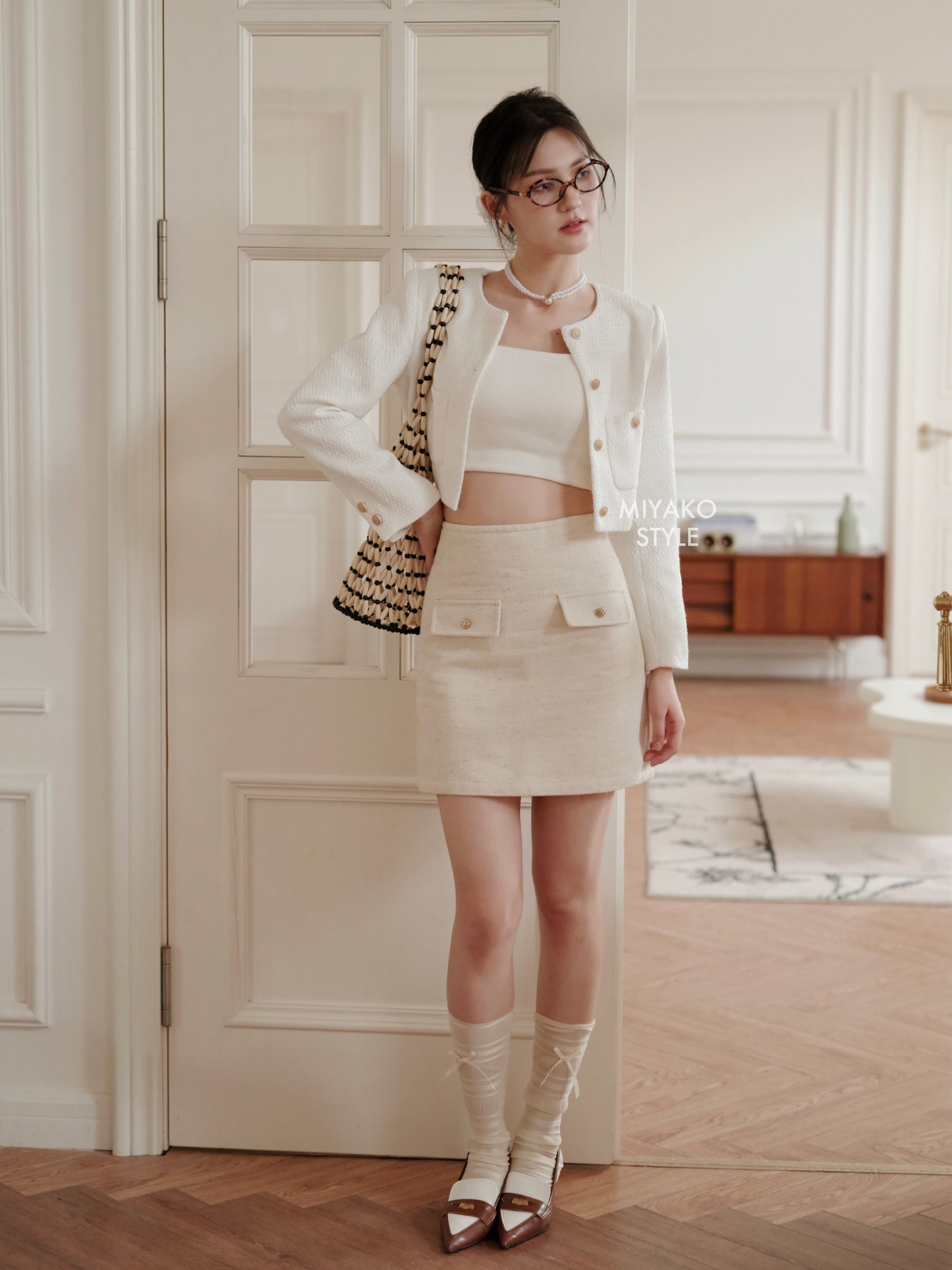 Coco Tweed Jacket in White