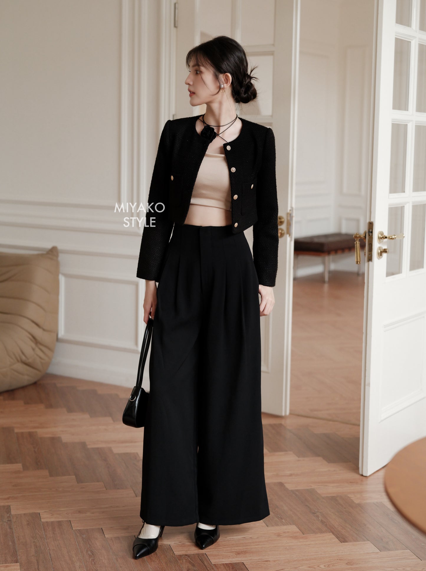 Coco Tweed Jacket in Black