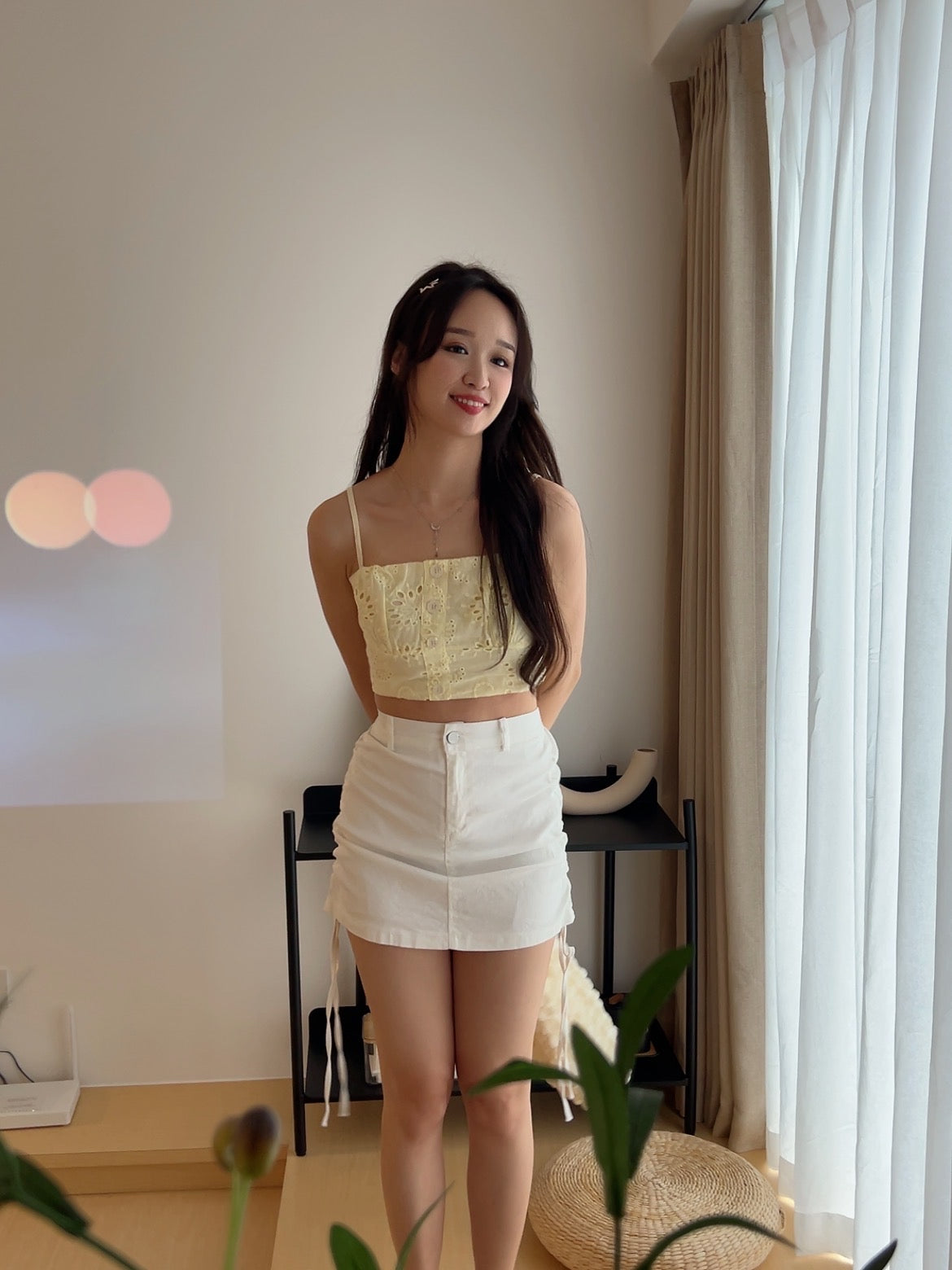 Summer cotton eyelet bottom Yellow