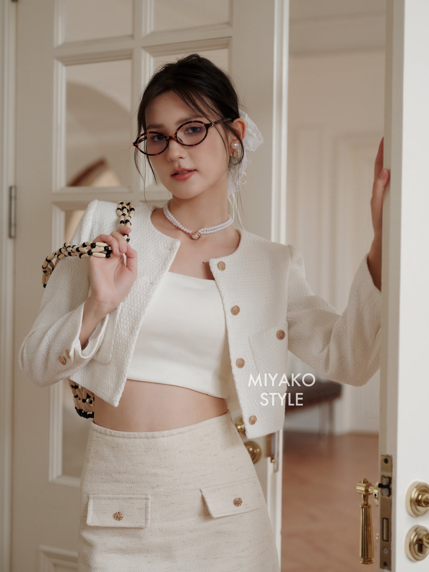 Coco Tweed Jacket in White