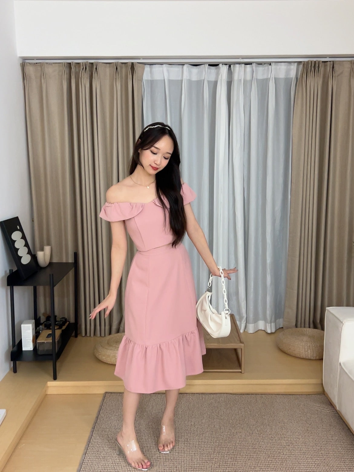 Elizabeth top+midi skirt Pink