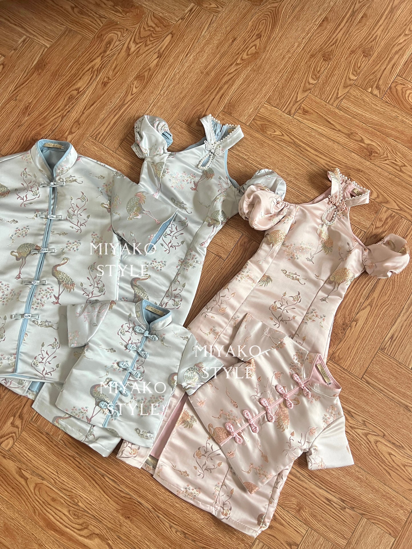 【珠光宝气】Flamingo little boy cheongsam suit in PINK 粉色男童