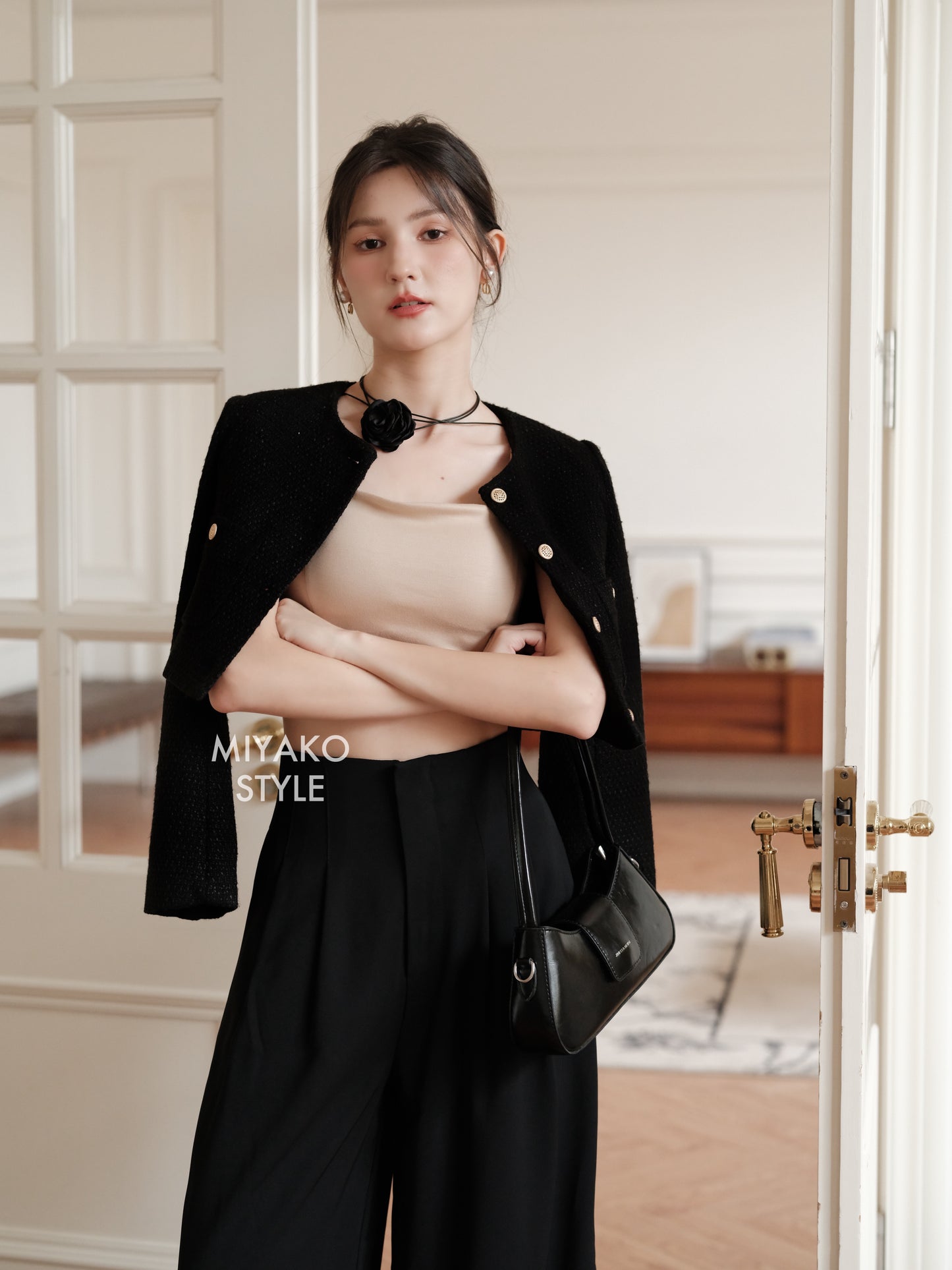 Coco Tweed Jacket in Black