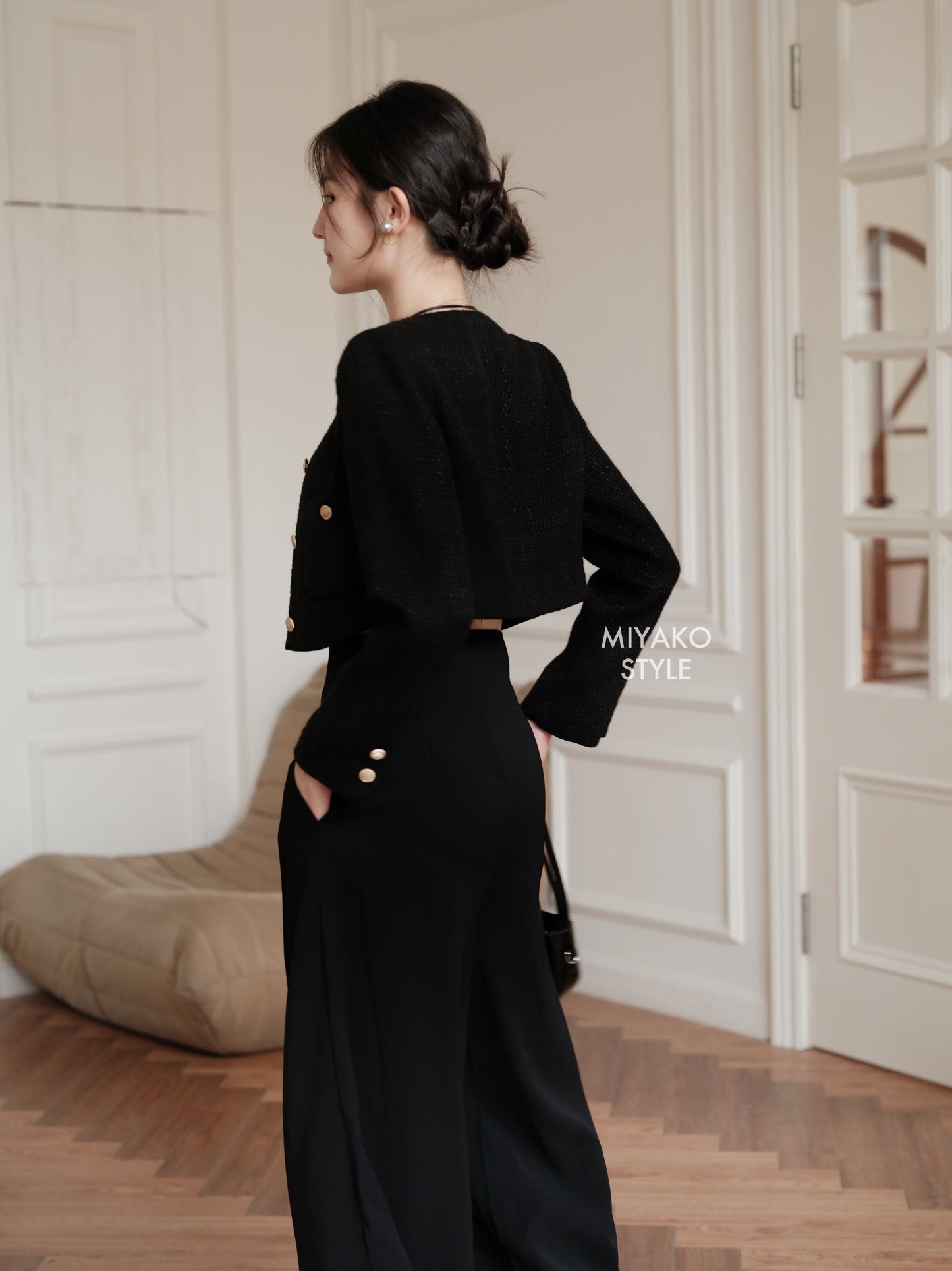 Coco Tweed Jacket in Black
