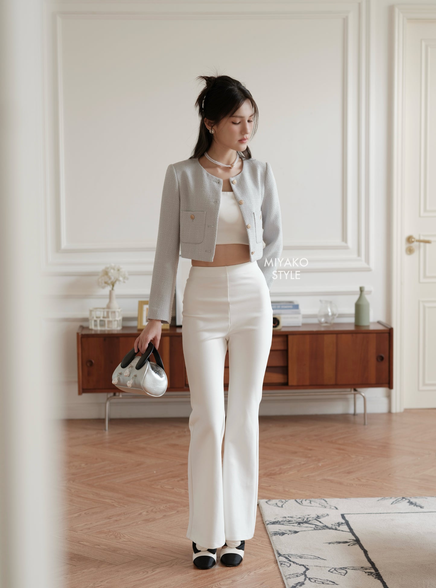 Coco Tweed Jacket in Grey