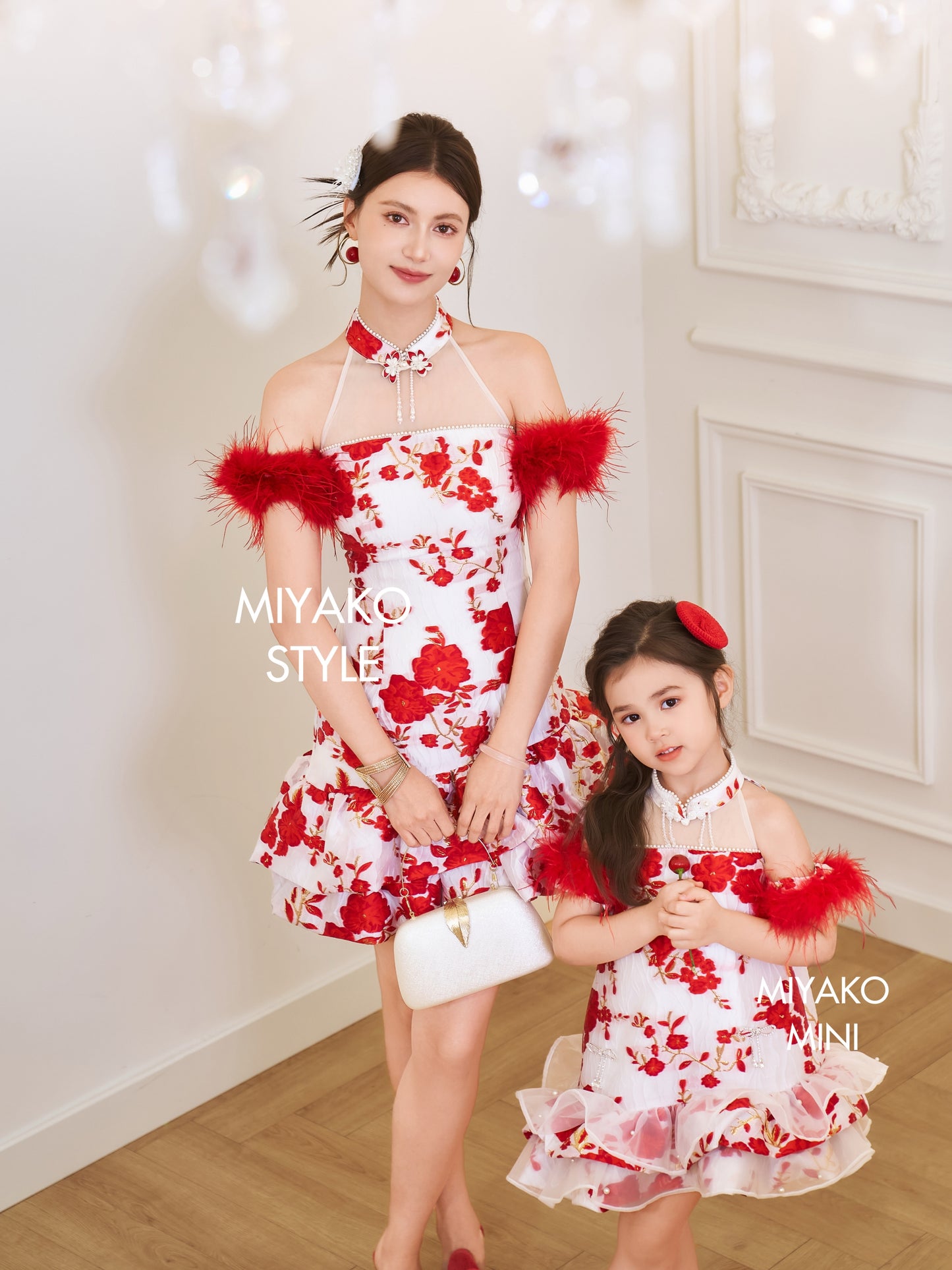 【人间富贵花】Treasure Detachable Fur Sleeve Girl Dress 小女孩连身裙