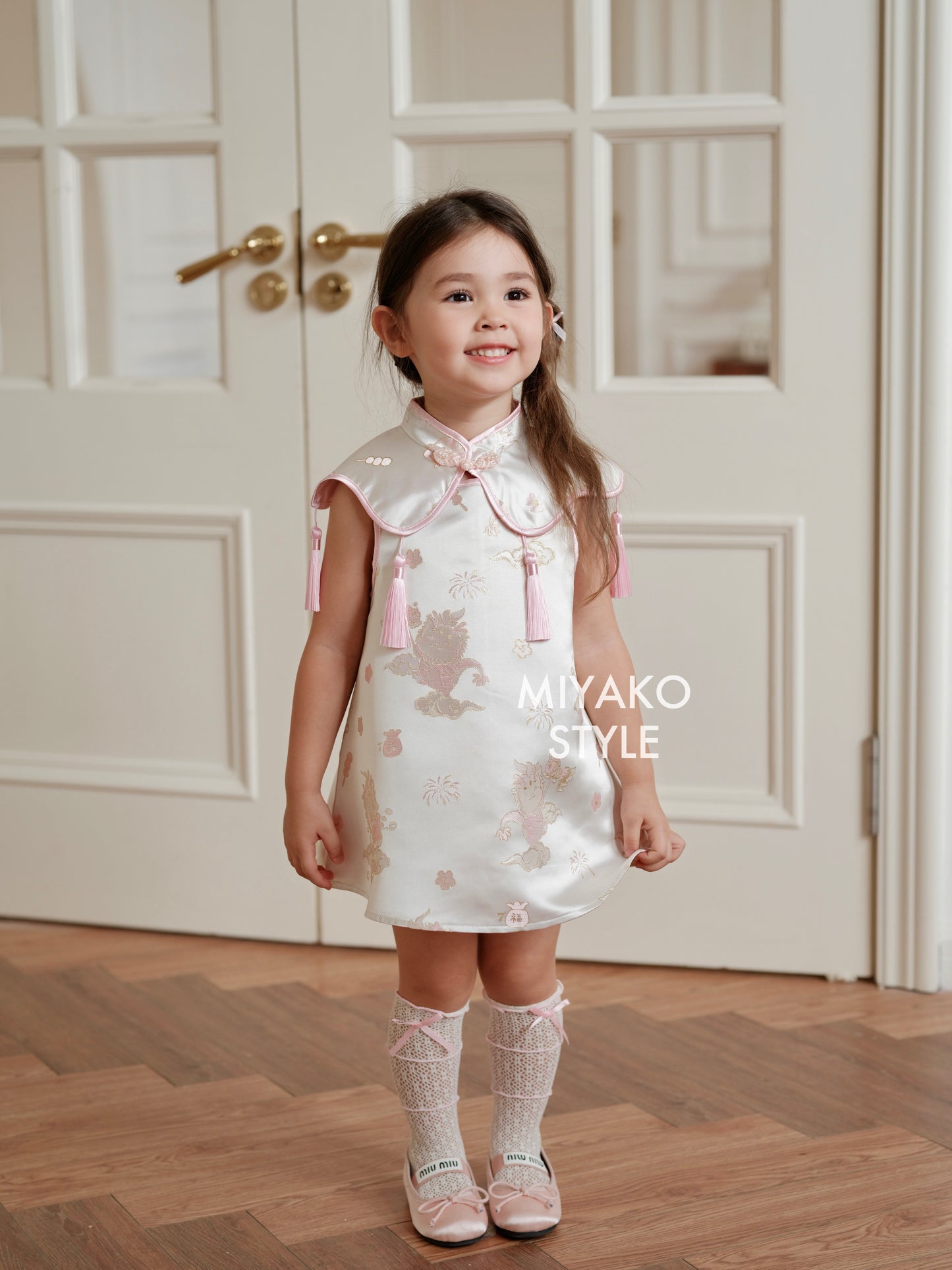 【喜乐龙龙】Joyful Dragon Little Girl Dress in Pink 粉色 (小女孩 )