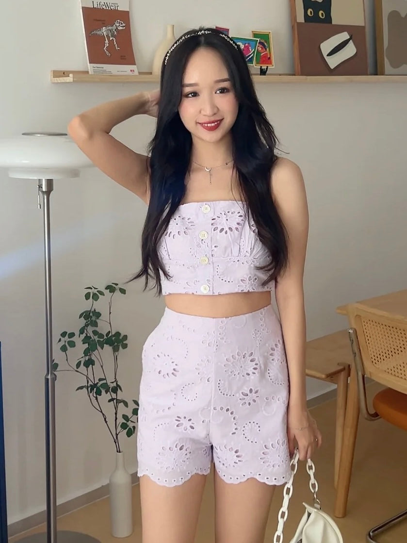 Summer Cotton Eyelet Bottom in Purple