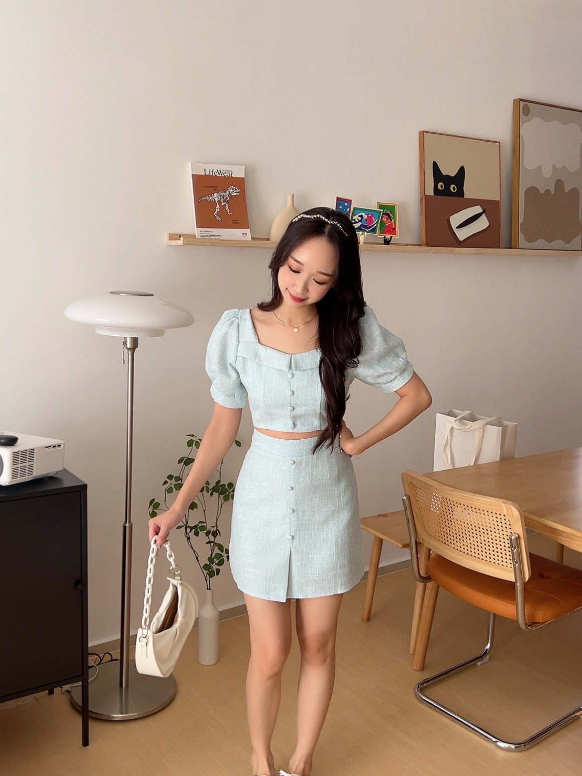 Chloe tweed set in Blue