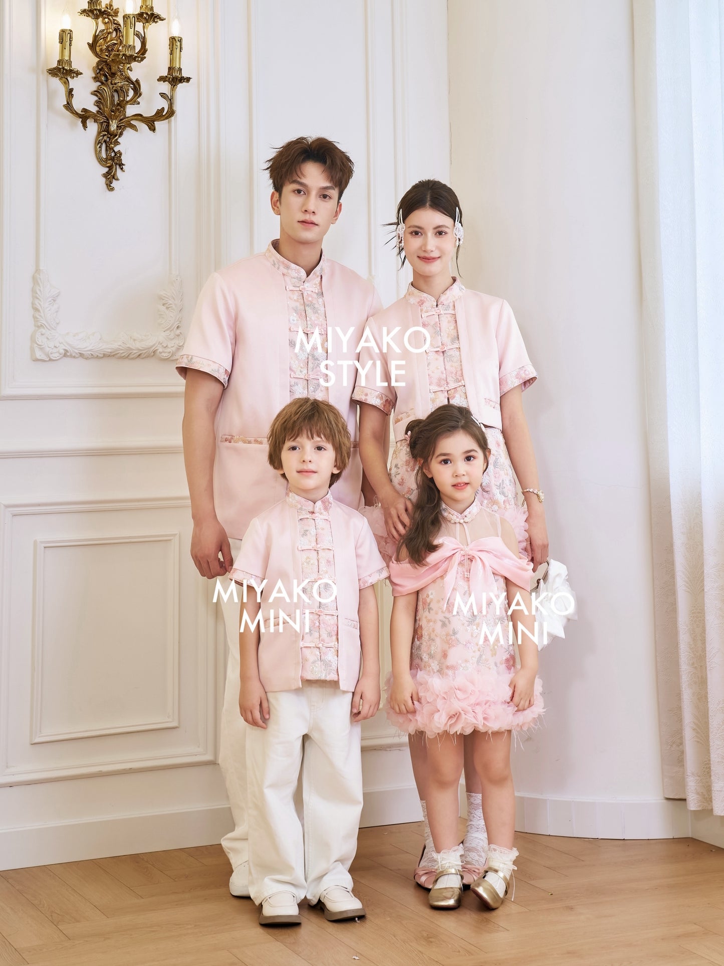 【春暖花开】Aurora Ribbon Off Shoulder Girl Dress in Pink 小女孩粉色连身裙