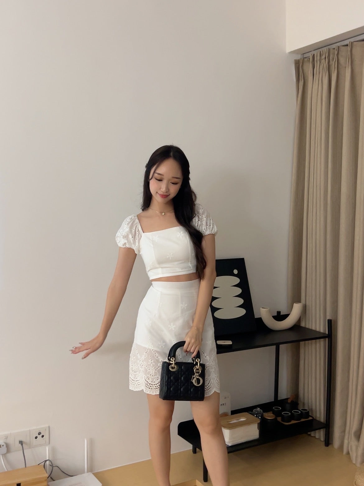 Adeline Cotton Eyelet Set in White