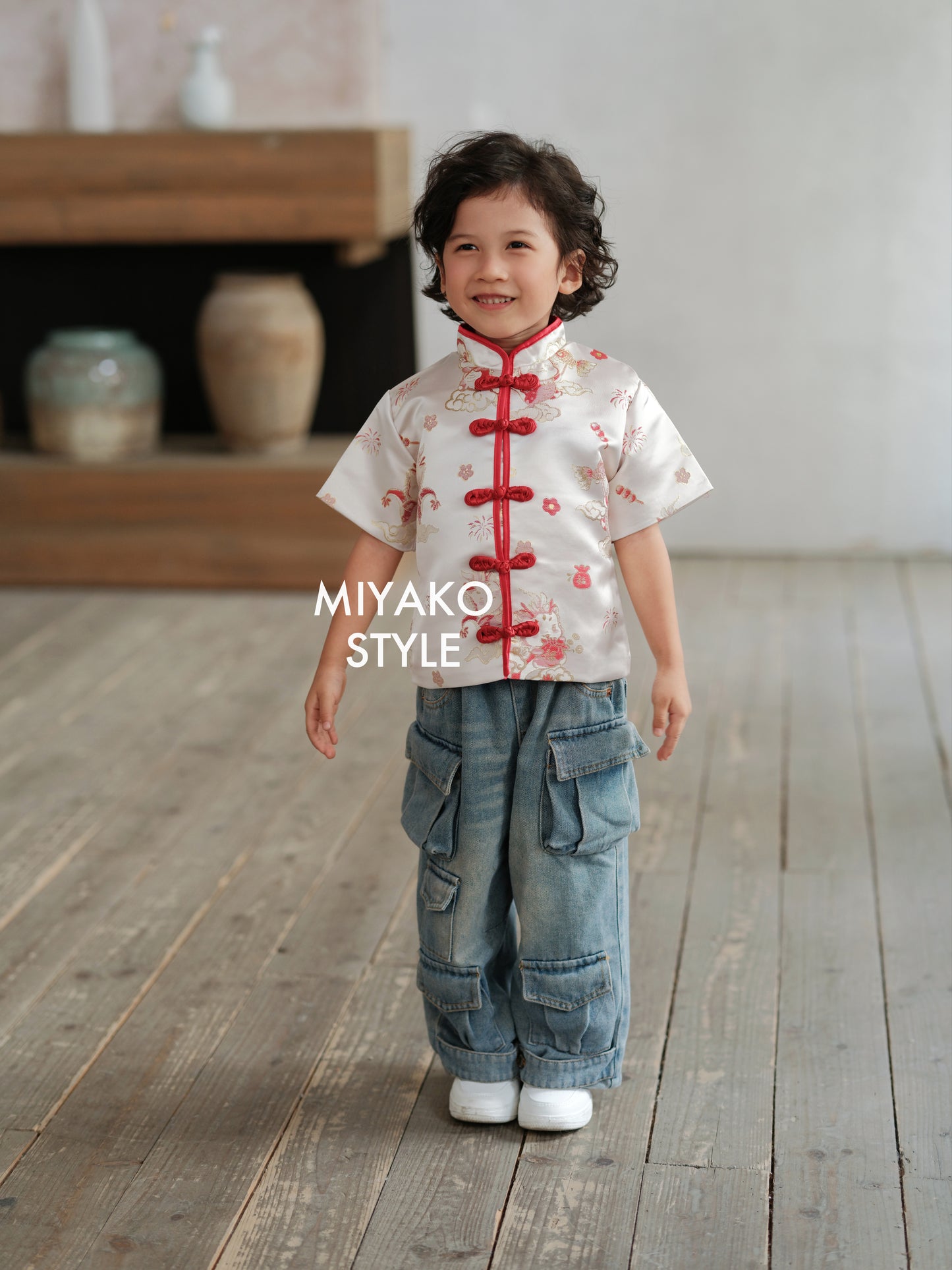 【喜乐龙龙】Joyful Dragon Little Boy Suit in Red 红色 (小男孩)