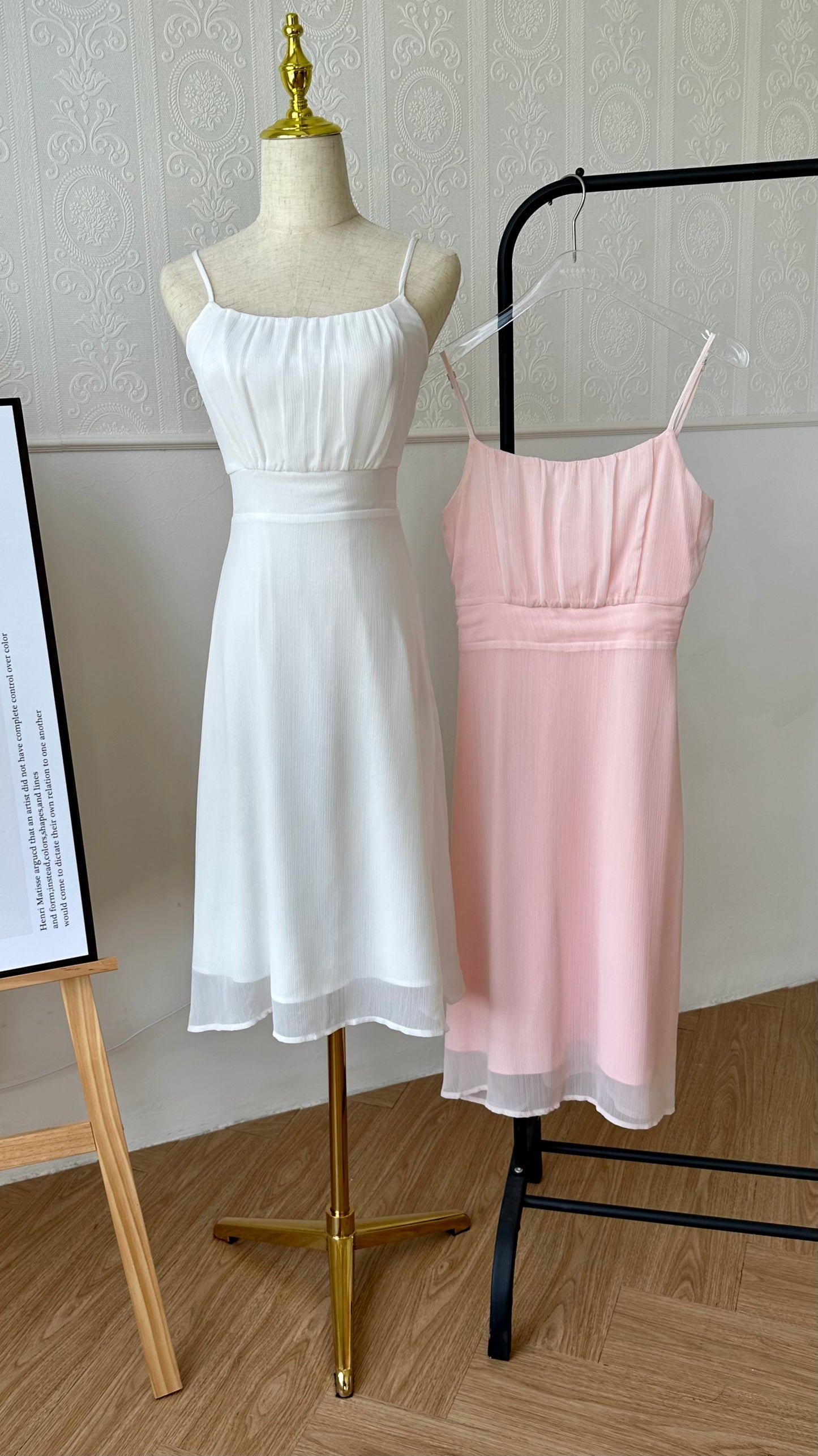 Grace Pleated Cami Dress in White