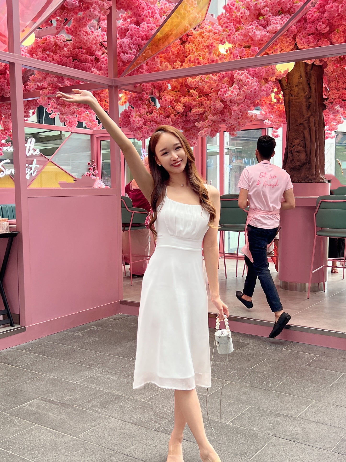 Grace Pleated Cami Dress in White
