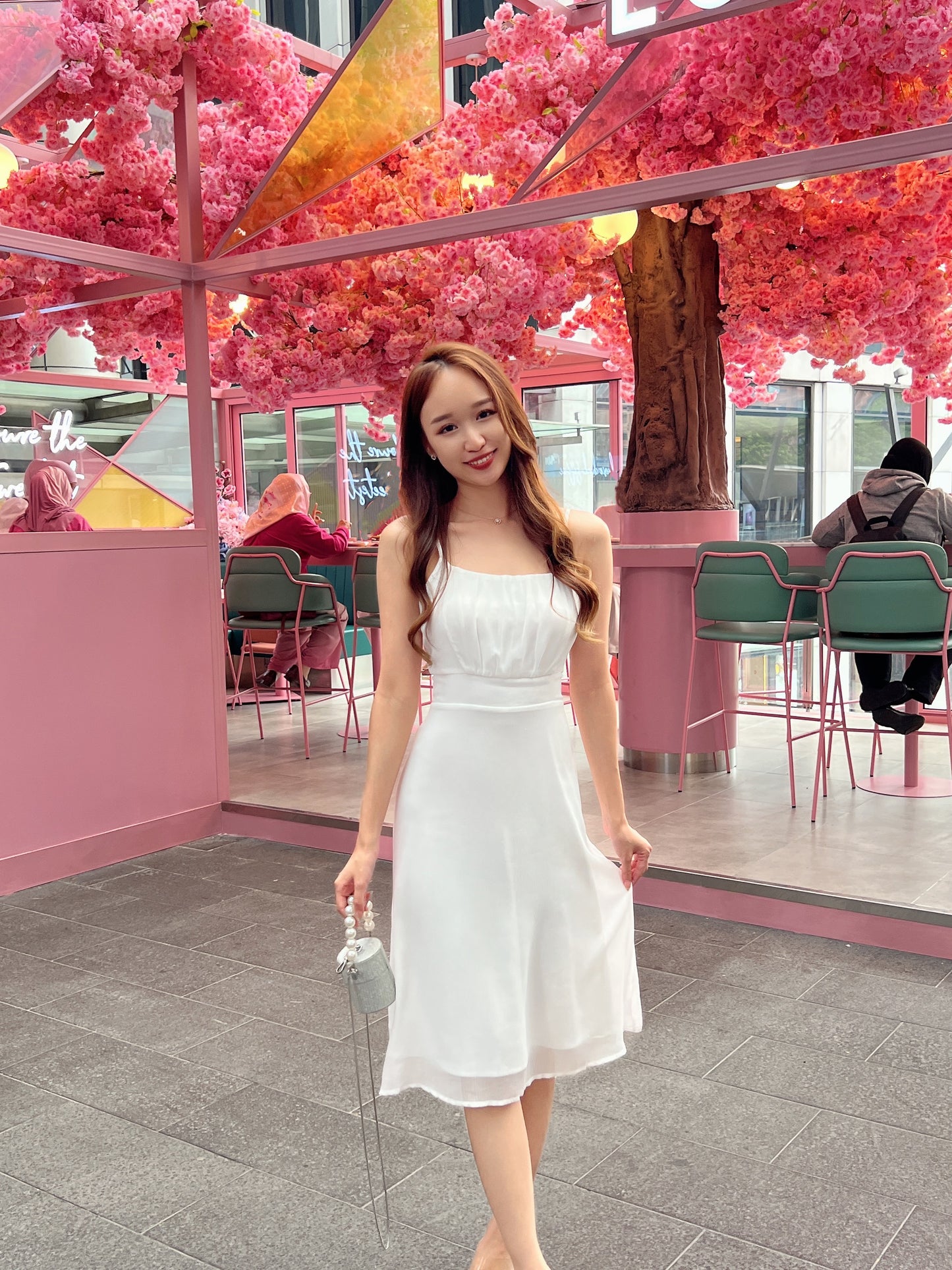 Grace Pleated Cami Dress in White