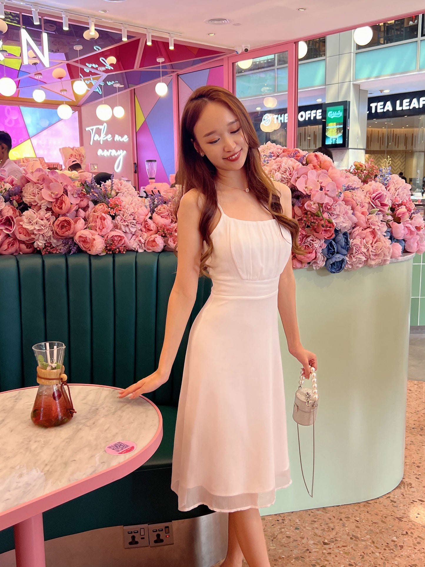 Grace Pleated Cami Dress in White