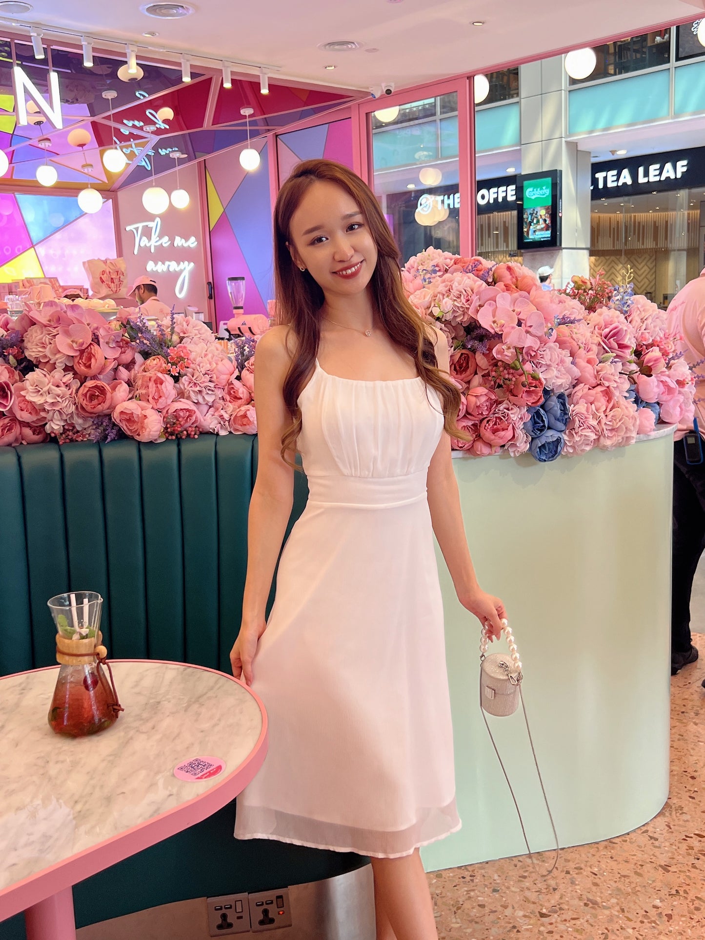Grace Pleated Cami Dress in White