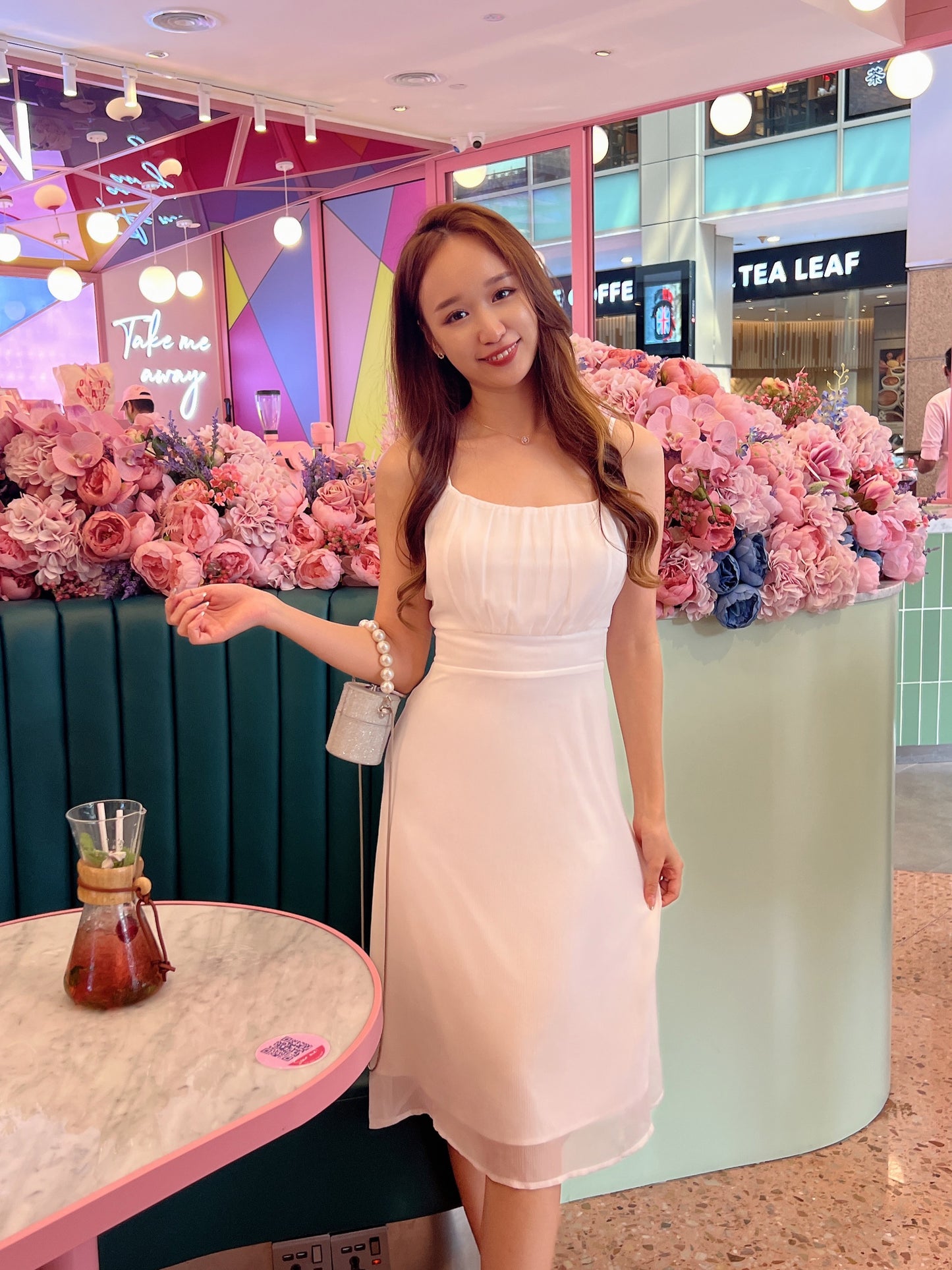 Grace Pleated Cami Dress in White