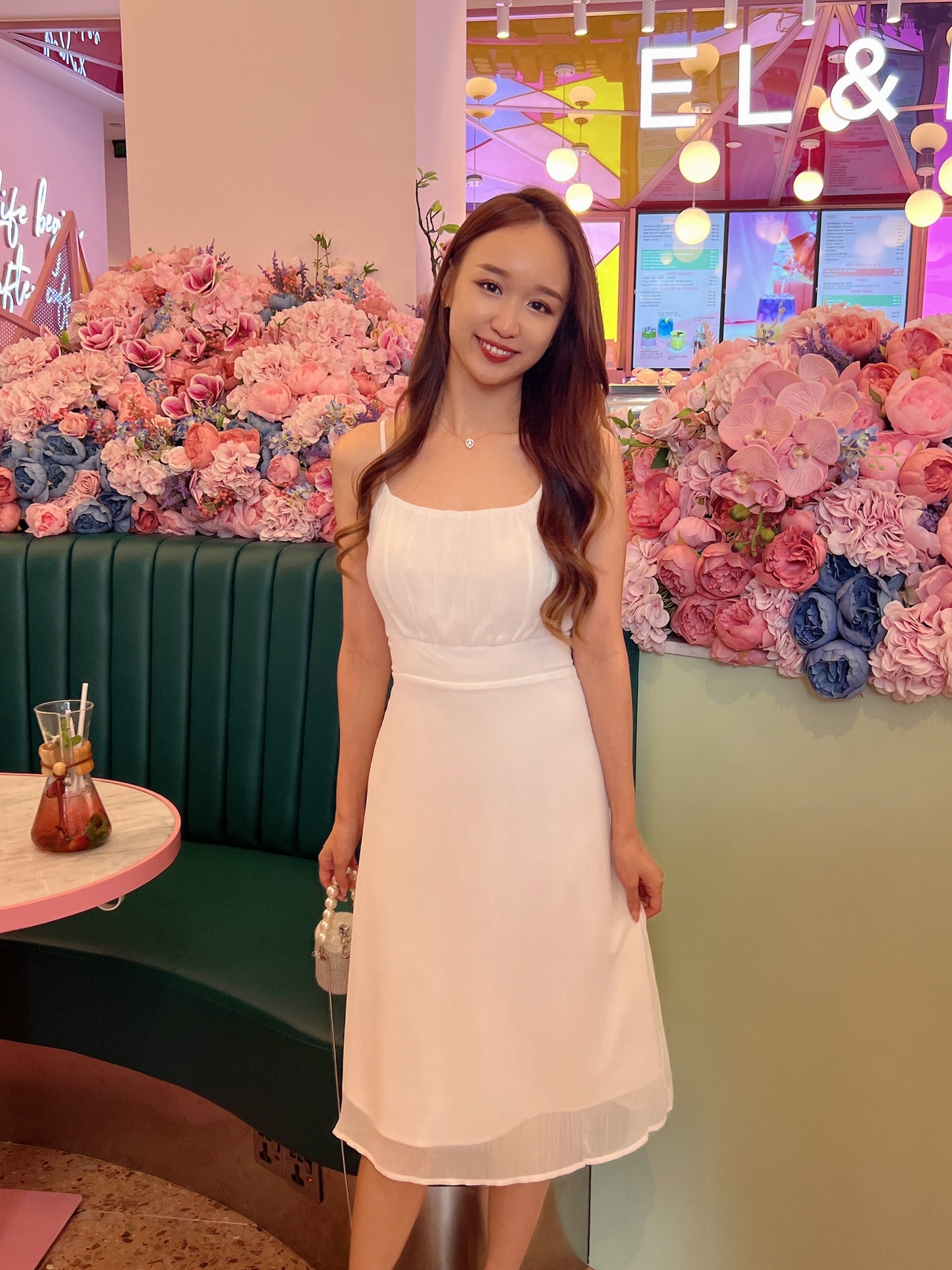 Grace Pleated Cami Dress in White