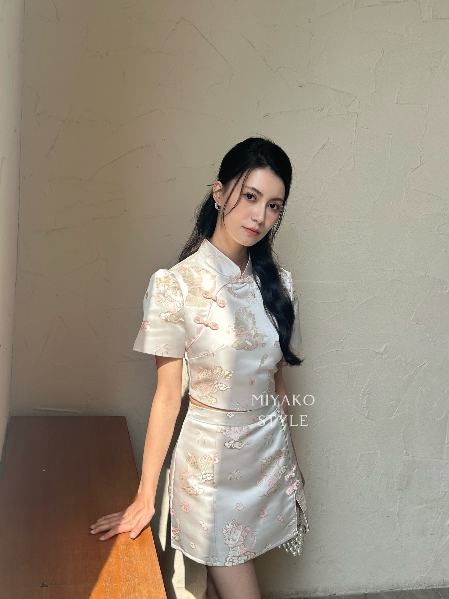 【喜乐龙龙】Joyful Dragon Cheongsam Classic Top in Pink 粉色(斜扣上衣only)