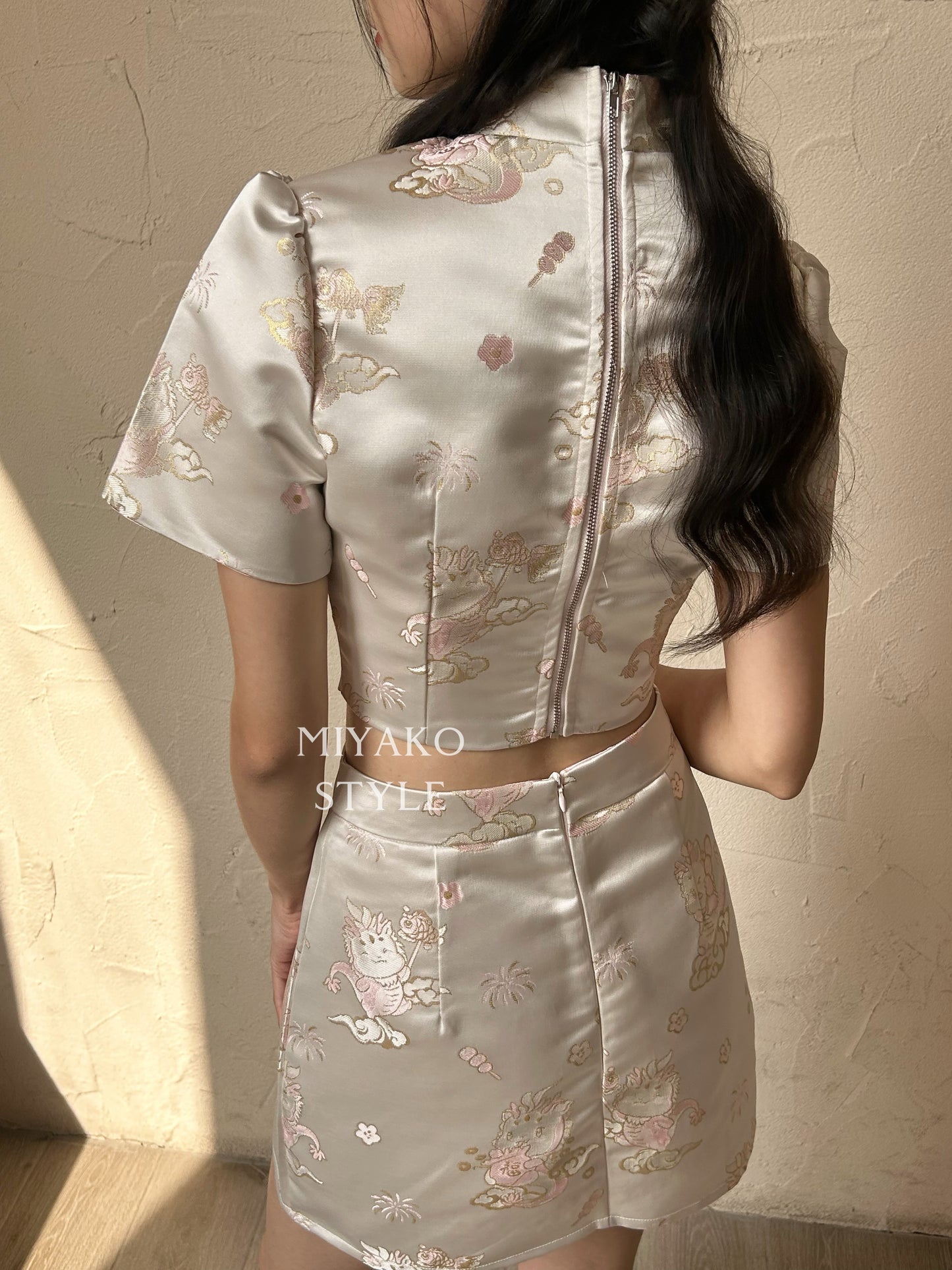 【喜乐龙龙】Joyful Dragon Cheongsam Classic Top in Pink 粉色（斜扣上衣only）