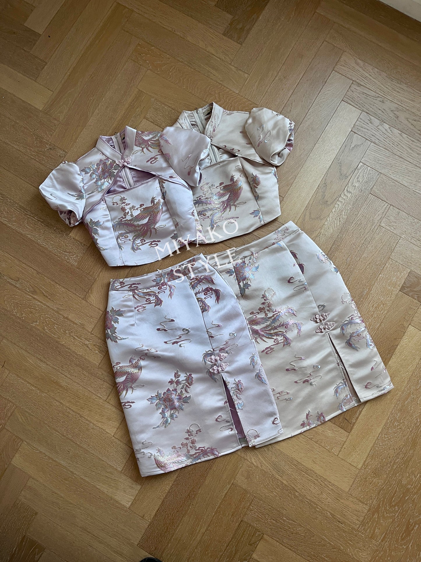 【凤华绝代】Phoenix Cheongsam Midi Skirt in Champagne 香槟金 (半身裙only)