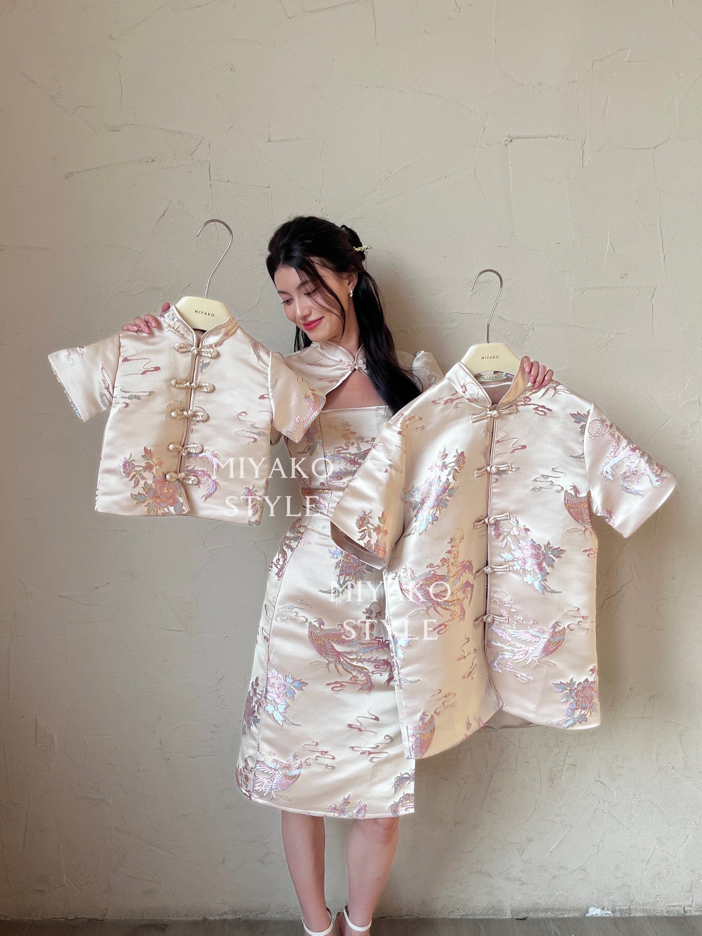 【凤华绝代】Phoenix Cheongsam Midi Skirt in Champagne 香槟金 (半身裙only)