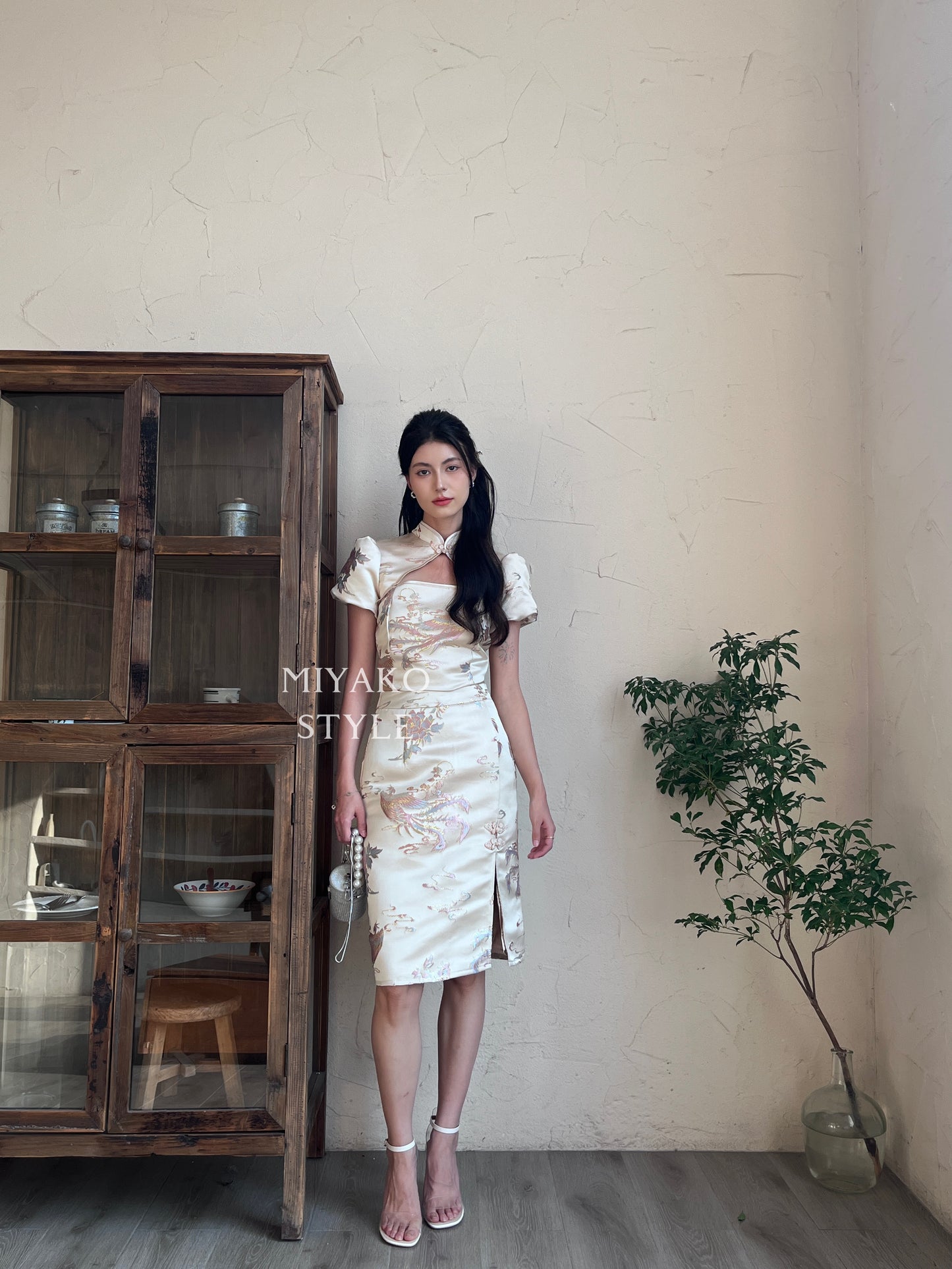 【凤华绝代】Phoenix Cheongsam Midi Skirt in Champagne 香槟金 (半身裙only)