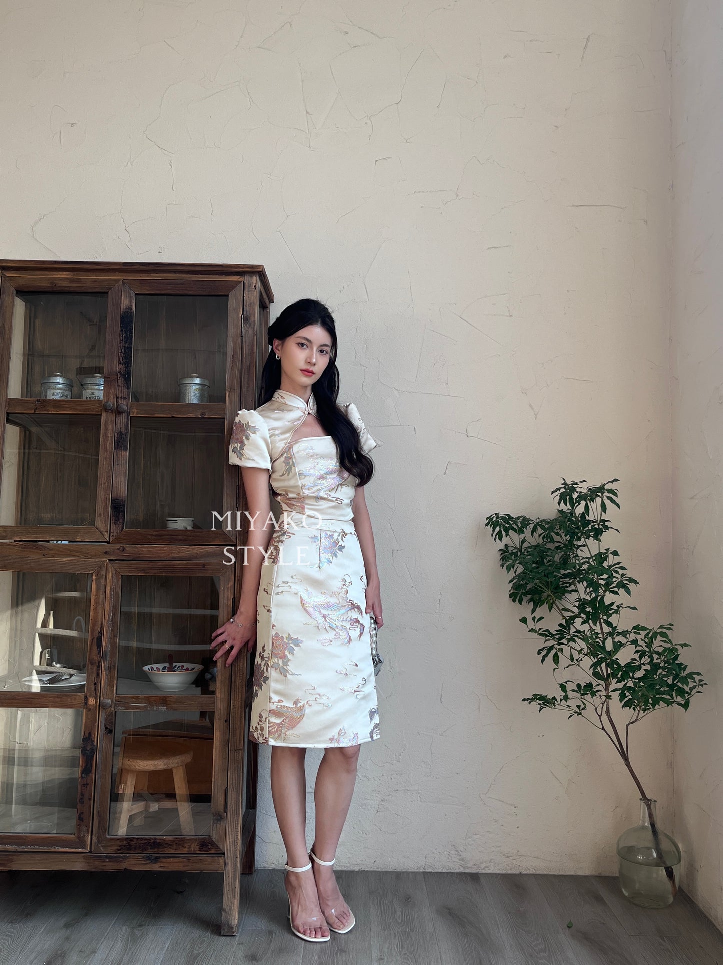 【凤华绝代】Phoenix Cheongsam Crop Top in Champagne 香槟金 (镂空上衣only)