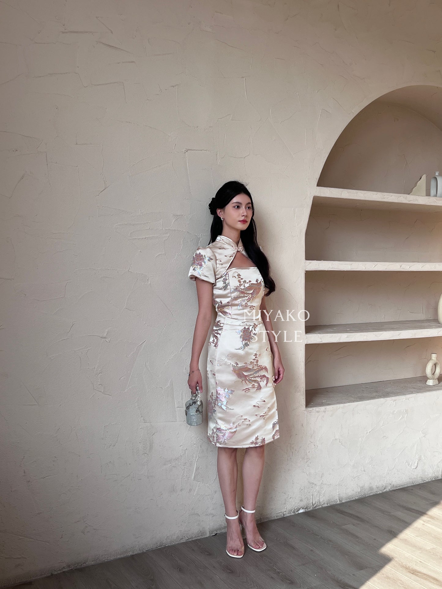 【凤华绝代】Phoenix Cheongsam Crop Top in Champagne 香槟金 (镂空上衣only)