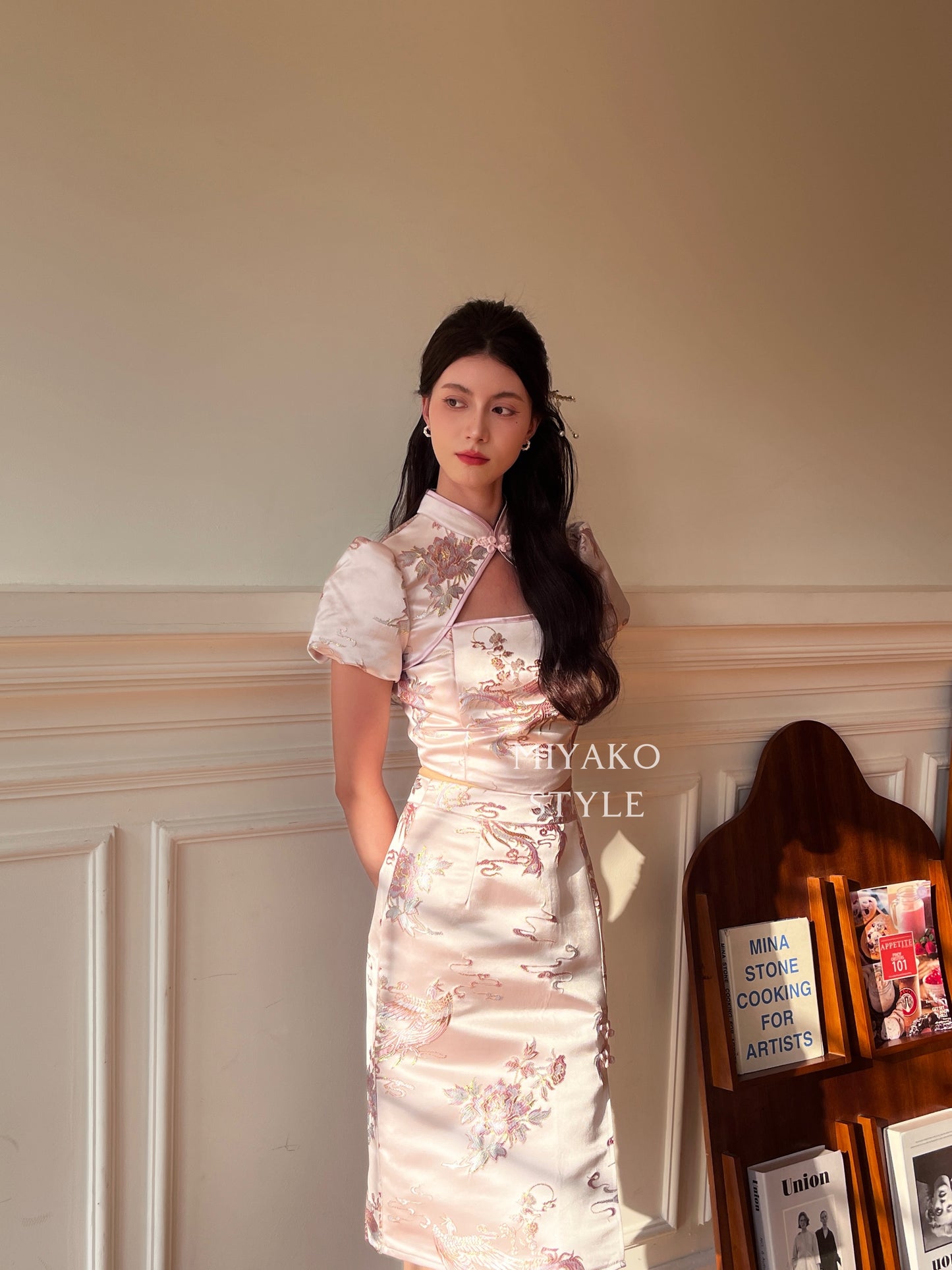 【凤华绝代】Phoenix cheongsam midi skirt in pink (粉色半身裙only)